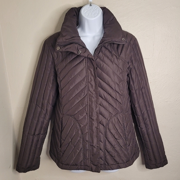 Kenneth Cole Reaction Down Quilted Puffer Coat Brown Women's Medium - Picture 6 of 6